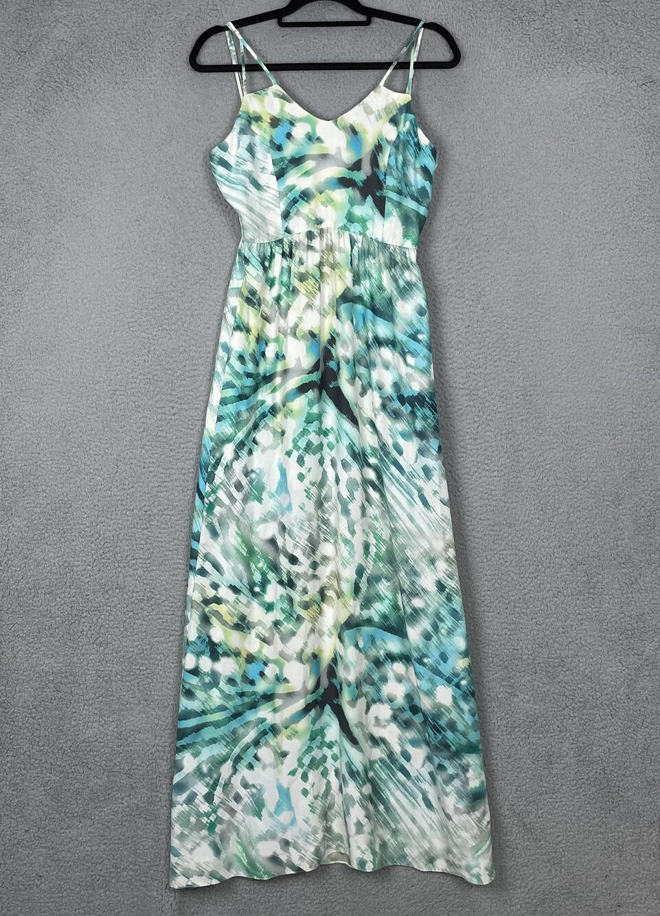 Parker Dress Womens Small Silk Maxi Spaghetti Strap Abstract Print Summer Resort